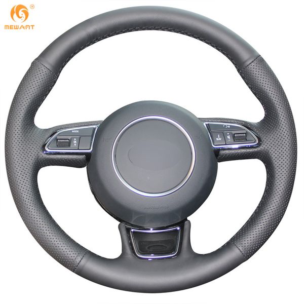 

Mewant Black Genuine Leather Car Steering Wheel Cover for Audi A1 A3 A5 A7