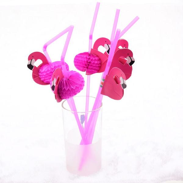 Flamingo On Paper Straws Cake Pops Birthday Party Decorations Kids