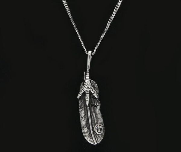 

sale anqitue gold antique silver feather pendant necklace indian retro hip hop jewelry 7.3*1.8cm+ 3mm*60cm cuba chain drop shipping