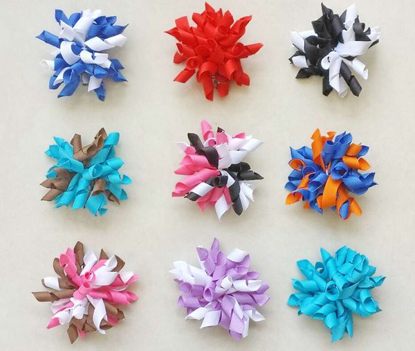 

20pcs 2.5 inch baby romantic curlers bows flowers corker hair barrettes korker ribbon hair clip hair bobbles hair accessories kids pd007, Slivery;white