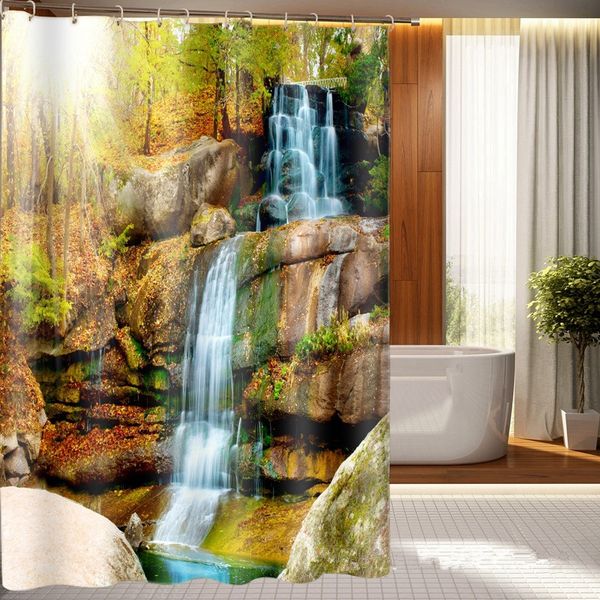 

3d shower curtain custom bathroom curtain polyester fabric jungle water printed waterproof washable bath curtains accept your p