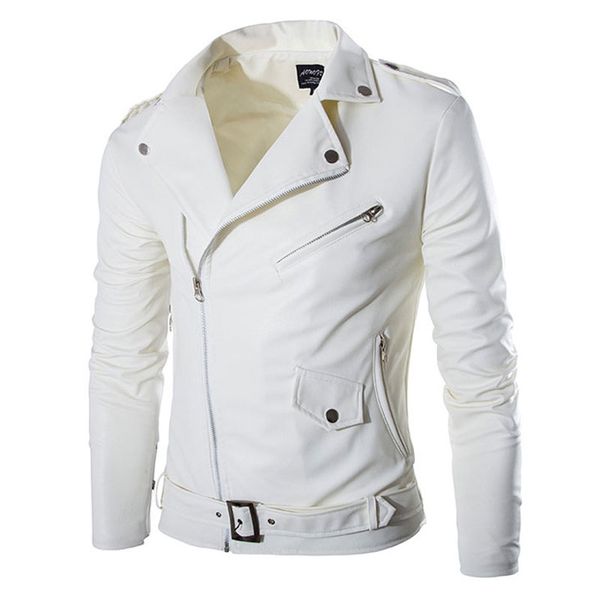 

wholesale- 2017 mens white color lether jackets coat fashion masculinas inverno pu jacket jaquetas de couro motorcycle leather jacket plus, Black;brown
