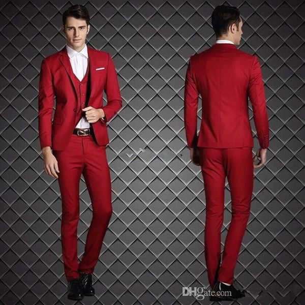 

Классический Slim подходит красный жених смокинги Notch лацкане Groomaman Blazer человек нор
