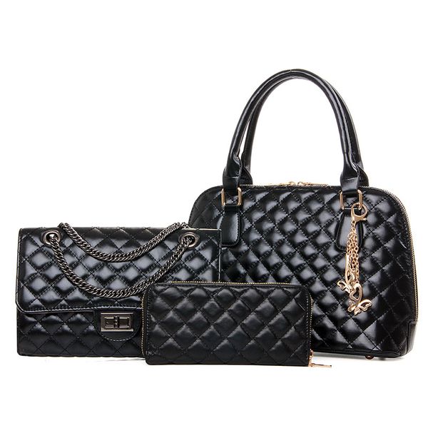 

2017 lash package 3pcs set totes crossbody purses handbags brands names chain classical diamond lattice travel bag