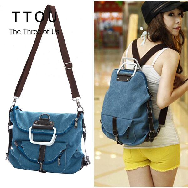 

wholesale- 3-in-1 multi-function rucksack canvas women backpack big capacity travel bags crossbody school bag men backpacks shoulder bags