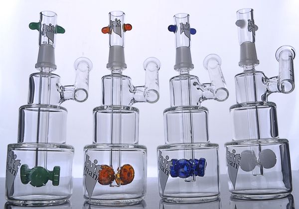 Hitman Glass Bong Classic Cake pipe oil Rigs hookah bubbler Tubi con pneumatico colorato perc 14 mm giunto maschio