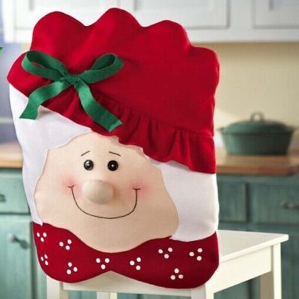 

wholesale-1pcs fashion creative mrs santa clause red hat chair back cover christmas dinner table party decor for christmas decoration