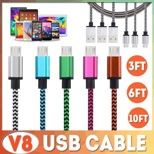 

1 м/2 м / 3 м Тип C Micro USB кабель нейлон красочные плетеный V8 синхронизации данных высо