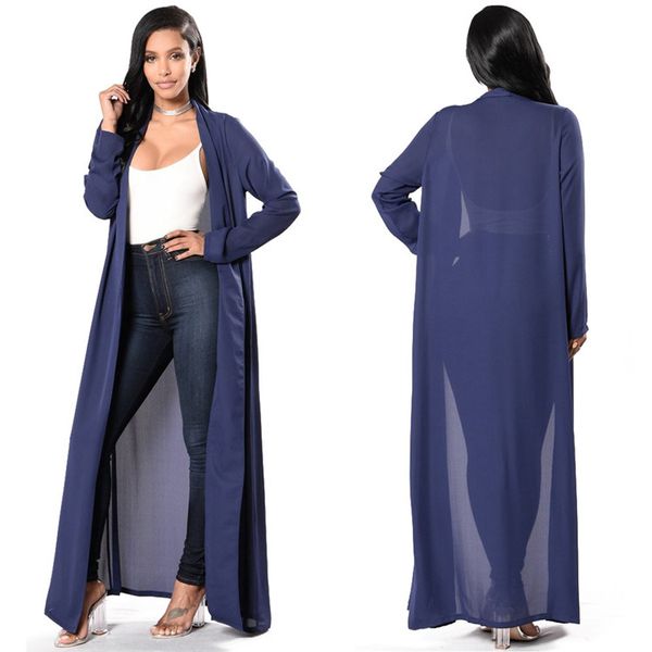 Fashion Chiffon Shirt Jacket Long Smock Summer Beach Overwear