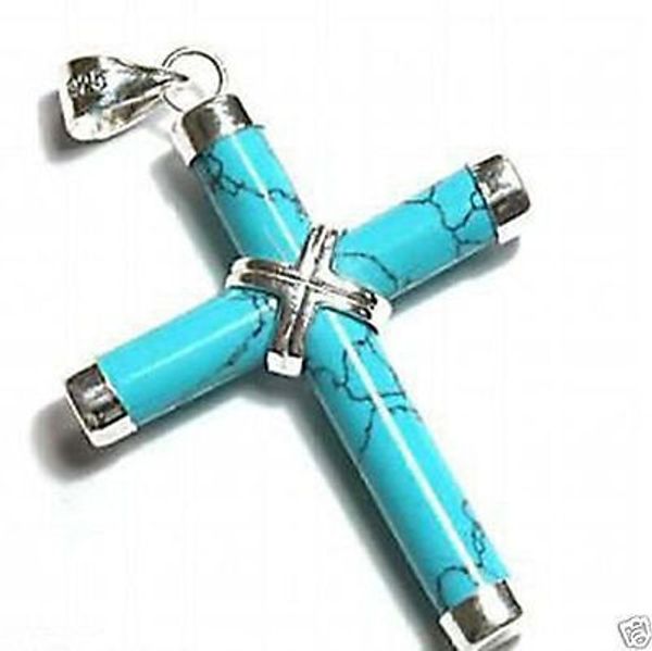 

new prayer cross crucifix turquoise women men pendant necklace, Silver