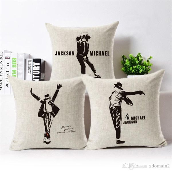 Supper Star Michael Jackson Pillow Cover Cotten Linen Square Throw