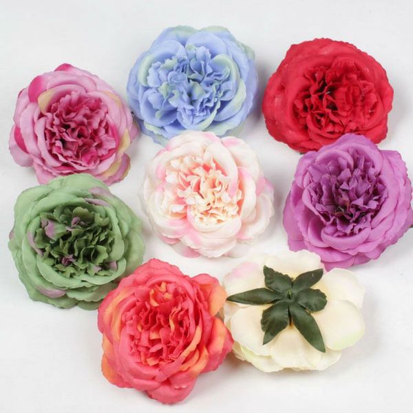 8 Farben Künstlicher Stoff Seidenblumenköpfe Rose DIY Material Zubehör Blumenrebenbogen Hochzeit Blumen Dekoration DIY Requisiten A7212