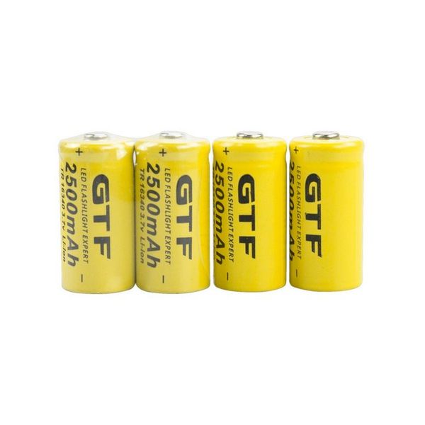 

новый 16340 батарея 3.7 в 2500 мач gtf литий-ионная аккумуляторная оптовая литий baterias для светодиодный фонарик фары