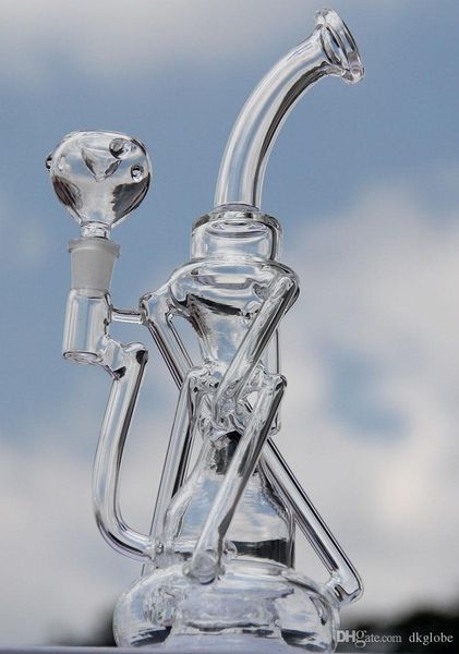 BONG! HourGlass Bong Recycler Tubo dell'acqua Rigs petroliferi di alta qualità Ibrido a due funzioni Realizzazione manuale di opere d'arte in vetro integrate nei raccoglitori di reclami