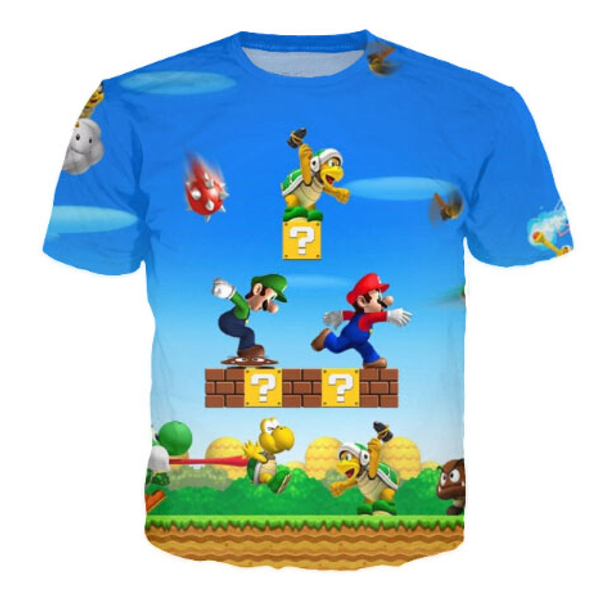 

новые модные мужские / женские super mario 90s детские мультфильмы летний стиль мультфильм тройники 3d печати повседневная футболка топы плю, White;black