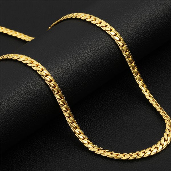 

New Fashion Elegant 5mm 46cm-81cm 18-32inch 18K Gold Plated Snake Chains Classical Necklace for Men Women Fashion Jewelry Gift for Friends