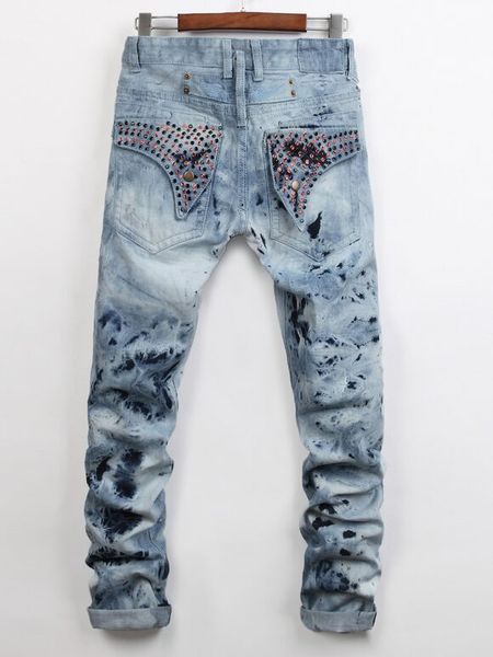 

Men traight jean cla ic denim trou er robin jean for men cotton jean fried now lim jean rhine tone decoration
