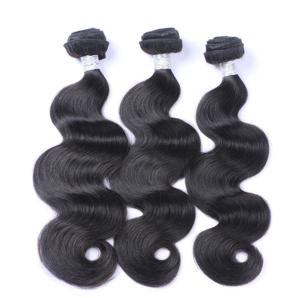 

brazilian virgin human hair weaves body wave 3 bundles unprocessed peruvian malaysian indian cambodian virgin remy hair extensions soft full, Black