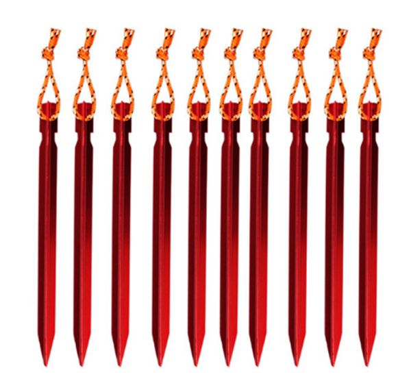 

10pcs/set 18cm aluminium alloy triangular tent peg nail stake camping pegs for outdoor hiking camping trip essential tool kits