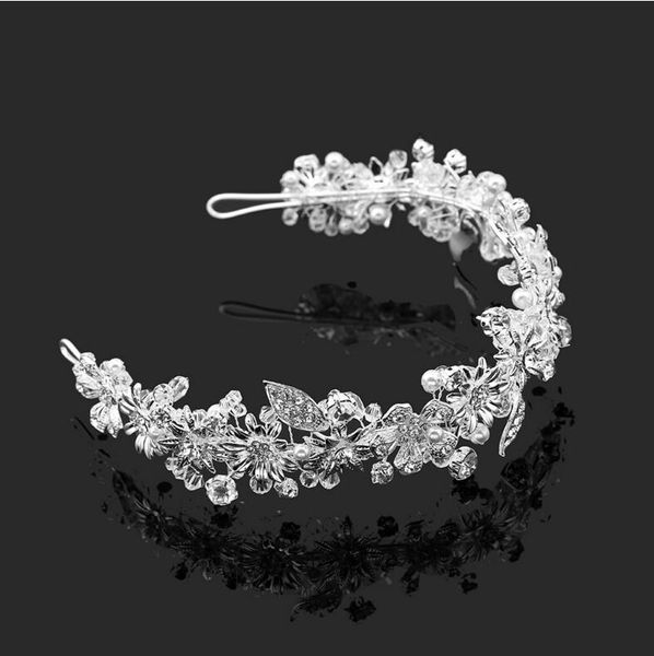 Baroque Luxury Rhinestone Crystal Crown for European Brides - Silver with Blue Shining Diamond silver hair band #156