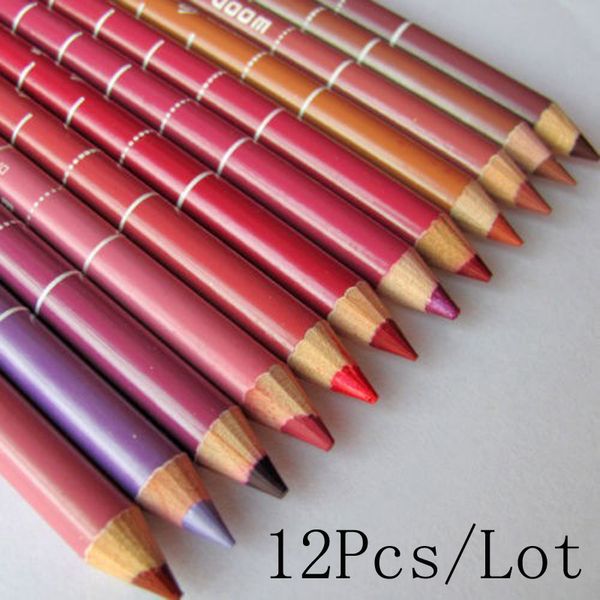 Großhandel - 12 Teile/losHot Fashion Damen Professioneller Lipliner Wasserdichter Lipliner-Stift 15CM 12 Farben pro Set NXH01225