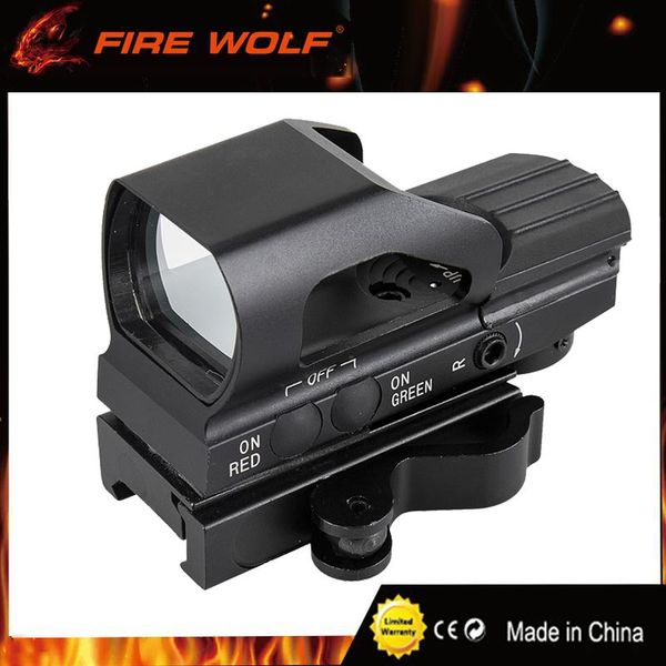 

FIRE WOLF QD Quick Green Red Dot Sight Tactical Metal Holographic 4 Reticle Hunting Sight for 20mm Rail Picatinny Rail Scope