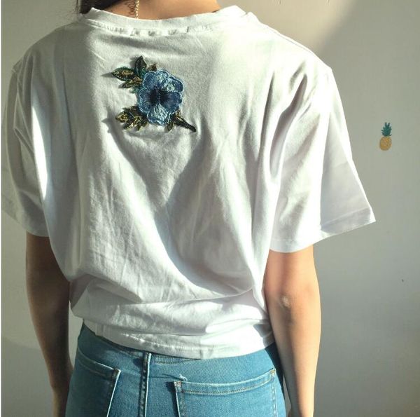 

T hirt women couple clothe t hirt 2017 ummer hort leeve female embroidery ro e t hirt harajuk top tee hirt femme
