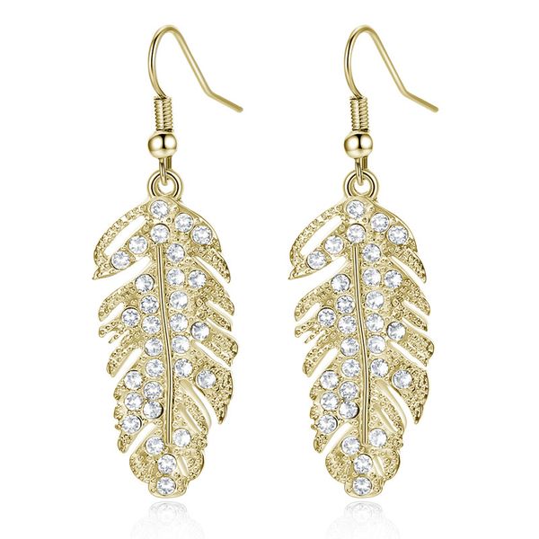 

bohemian style crystal leaf stud errings for women party queen gold sliver jewelry wholesales gift, Golden;silver