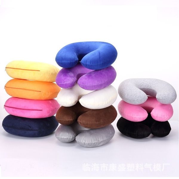 

new short plush cartoon u shape inflatable pillow outdoor travel leisure massage pillow office household sleeping pillow ia1007