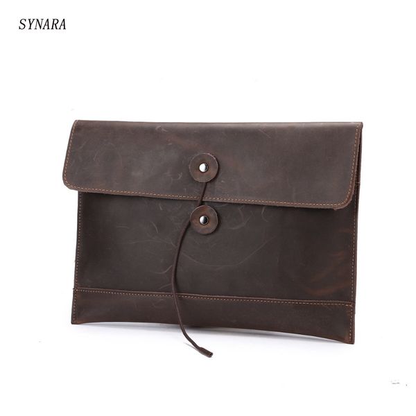 

wholesale- 100% genuine leather men briefcase casual hasp envelope bag business men messenger bags men travel bags a4 documents pouch