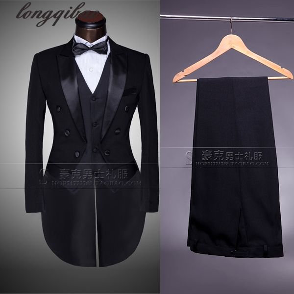 

wholesale- black white men's tuxedo stage performance costume suit wedding married camera suit male four-piece suit, White;black