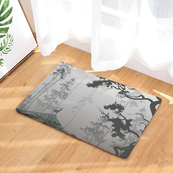 Forest Jungle Deer Pattern Paint Bedroom Entrance Carpet Doormat