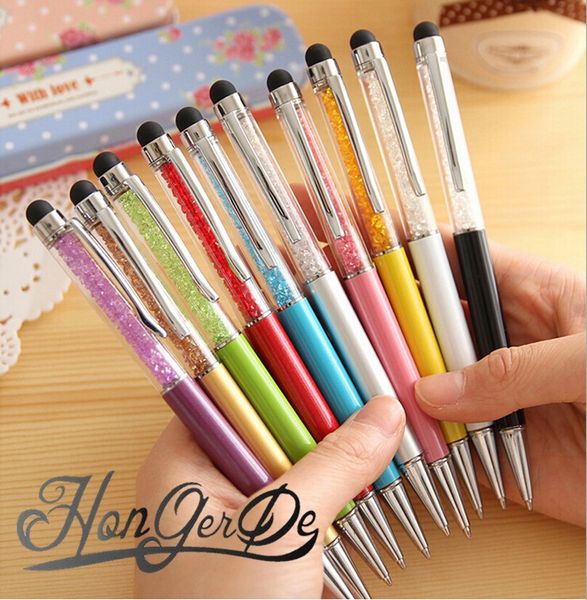 

stylus pen built-in ballpoint 2 touch screen crystal touch pen optional capacitance pen for iphone samsung