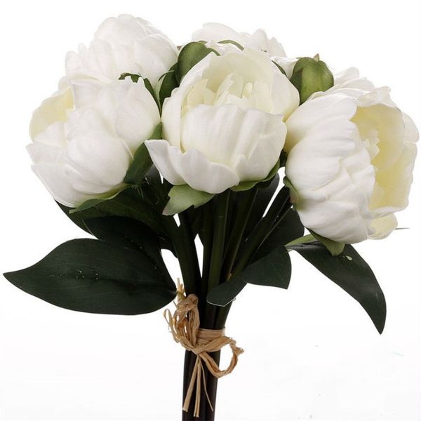 Acheter Haut De Gamme Blanc Rose 8 Fleurs Têtes Bouquet De Mariée Artificielle Pivoine Real Touch Fleurs Maison Et Décoration De Fête De Mariage De