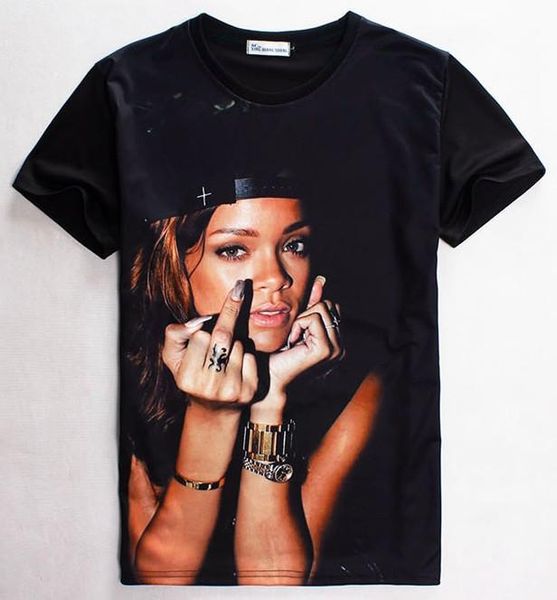 

tshirt Знаменитая звезда Rihanna T рубашка для мужчин / женщин 3d футболка с коротким рука