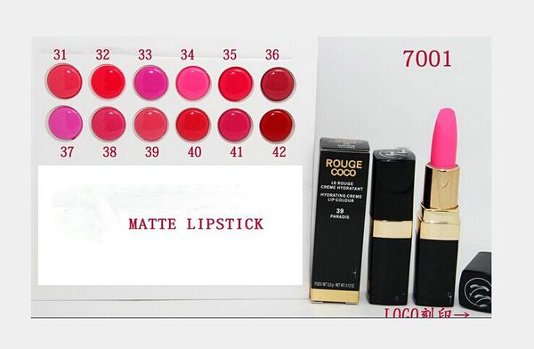 

free shipping!2017 High Quality Professional Makeup matte LIPSTICK 3.5g(12pcs/lot)