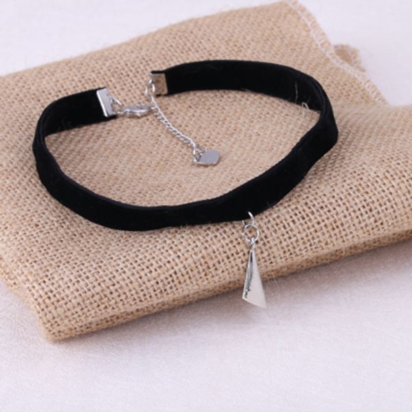 

10pc/lot big waterdrop/cute sword pendant black korea velvet rope choker collar necklace female simple make up jewelry girls gift efn012v, Silver