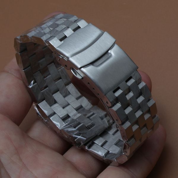 

matte stainless steel watchband unpolished watch accessories with safety buckle 18mm 20mm 22mm 24mm 26mm strap bracelets new, Black;brown