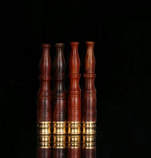Rote Stäbchen, runder Schwanz, Massivholz-Zigarettenspitze, Zubehör, Kupferkopfstange, 8 mm Filterrohrmund