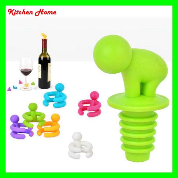 

creative cartoon silicone wine sers 7 pcs/set colorful red wine bottles cups marker holders champagne bottle ser