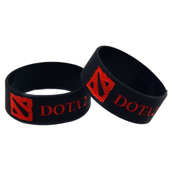 

50PCS шириной один дюйм черный и белый DOTA 2 Силиконовый браслет для Gamer