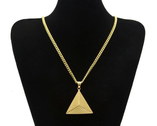 

gold egyptian pyramid pendant charm necklace gold color stainless steel necklace chain women men fashion egypt jewelry drop ship, Silver