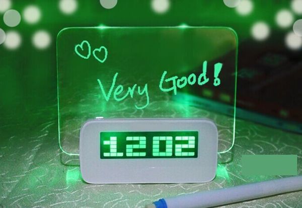 

message board green light digital alarm clock 0201009 a
