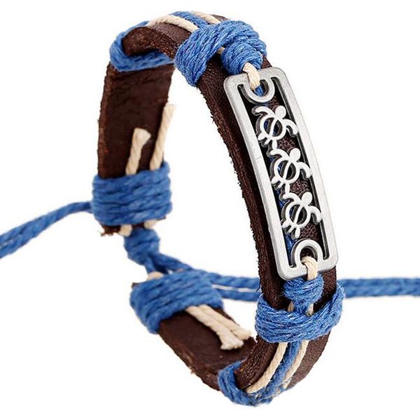 

12pcs/lot alloy hollow tortoise leather charm bracelet gift christian men's women charm bracelets 2017, Golden;silver