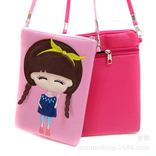 

wholesale- super cute cartoon girl ladies diagonal crown vertical bag