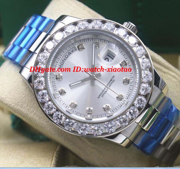 

Luxury Watches Mens 18kt White Gold Bigger Diamond Automatic Fashion Brand Men's Watch Wristwatch