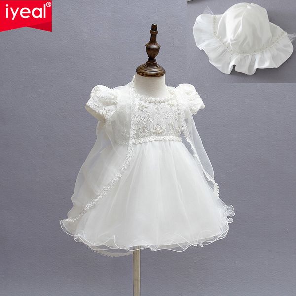 Großhandel - Neues Baby Mädchen Taufe Taufe Ostern Kleid Kleid Spitze Satin Stickerei Shwal Formale Kleinkind Baby Mädchen Party Kleider 3 Teile/satz