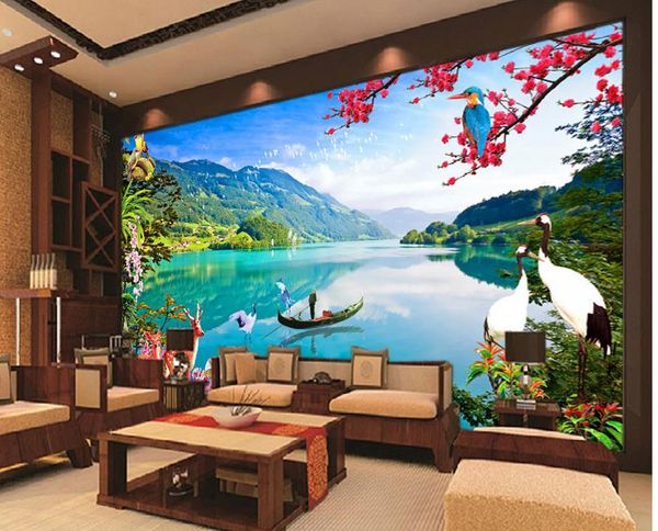 Vibrante moda moderna paisagem decorativa mural de parede 3d papel de parede 3d papéis de parede para tv pano de fundo