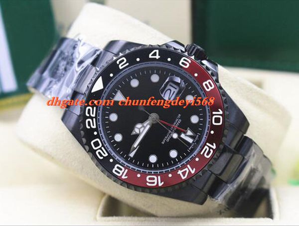 

fashion luxury new style stainless steel & with pvd coating black/red 116710 ceramic bezel automatic men watches quality, Slivery;brown