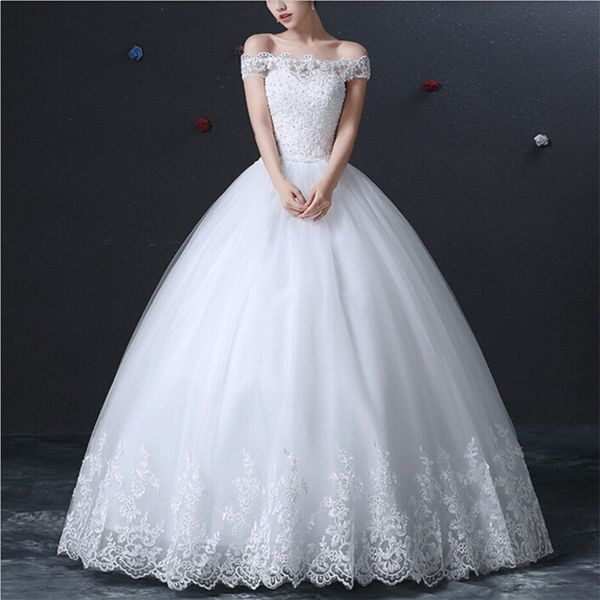 

2017 brand new wedding dresses white/ivory formal dress gorgeous boat neck off the shoulder vestidos de novia bridal gown